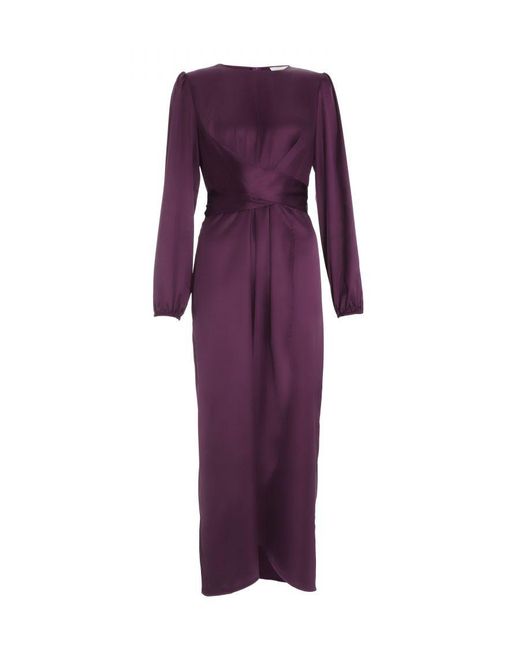 Quiz Purple Satin Wrap Maxi Dress