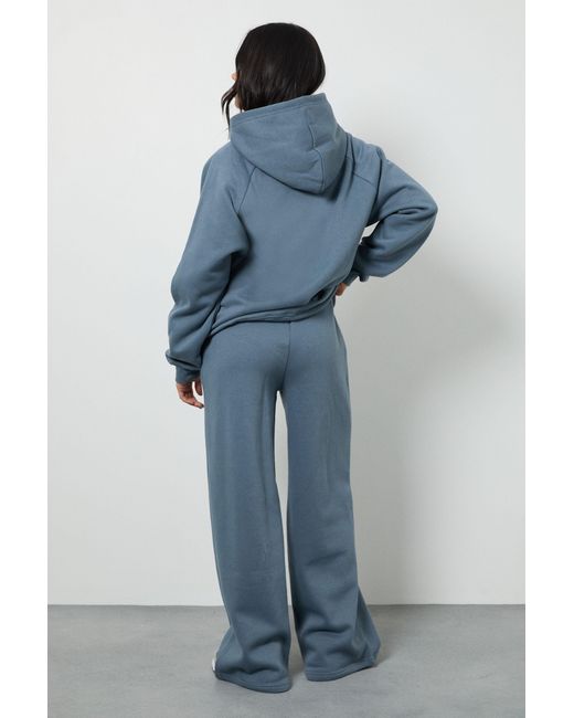 Boohoo Blue Pintuck Detail Straight Leg Jogger