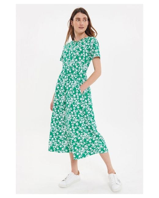 Threadbare Green 'Danni' Cotton Smock-Style Dress