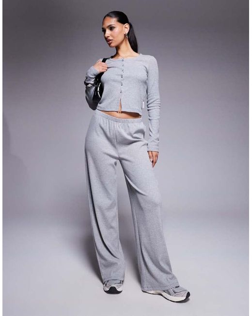 ASOS Gray Co-Ord Ribbed Wide Leg Joggers