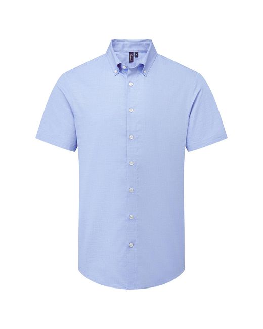 PREMIER Blue Supreme Oxford Short-Sleeved Formal Shirt (Oxford) for men