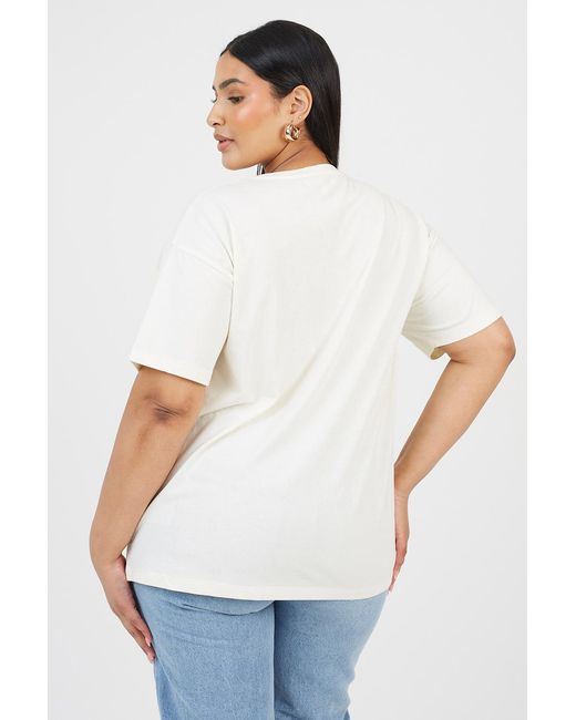 Brave Soul White Curve Graphic Print Oversized T-Shirt