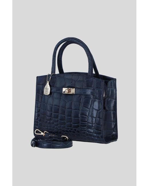 Ashwood Leather Blue Genuine Structured Handbag With Detachable Crossbody Strap