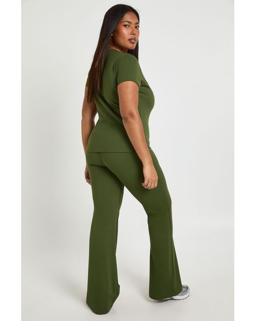 Boohoo Green Plus Super Soft High Waist Flared Legging