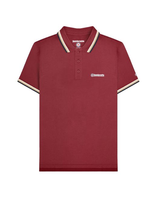 Lambretta Red Triple Tipped Polo Shirt /Cream/ Cotton for men