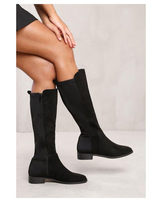 Where's That From Black Wheres 'Vanda' Knee High Boots With Side Zip