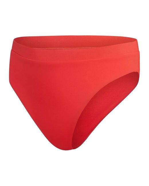 Speedo Red Solid Patterned High Waist Swim Brief