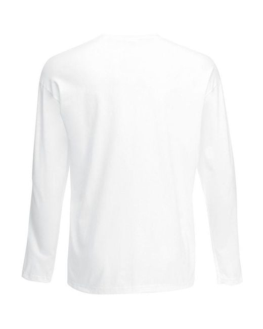 Fruit Of The Loom White Valueweight Crew Neck Long Sleeve T-Shirt for men