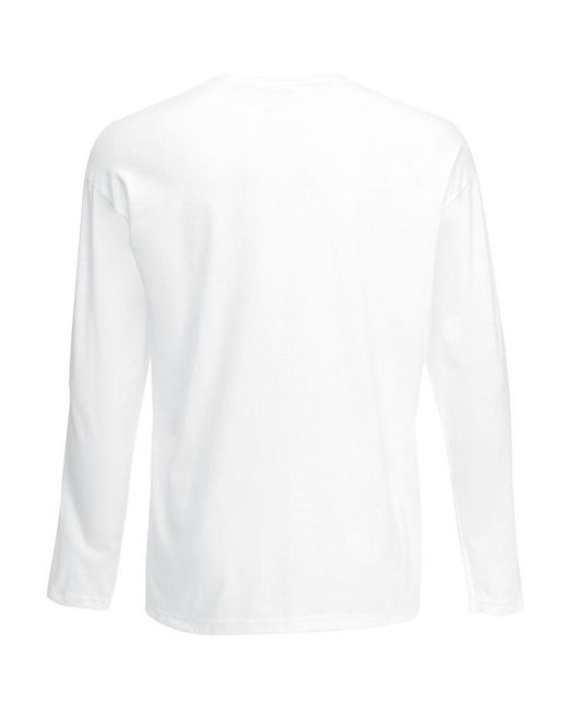 Fruit Of The Loom White Valueweight Crew Neck Long Sleeve T-Shirt () for men