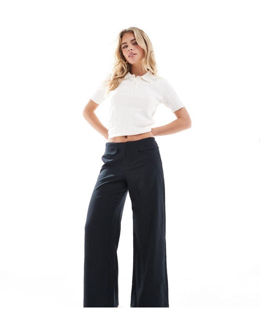 Only Petite Blue Wide Leg Trouser With Pocket Detail