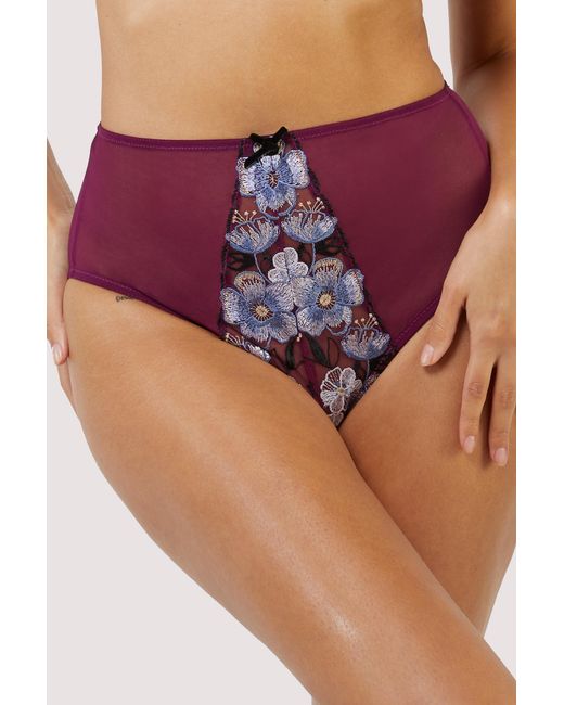 Playful Promises Purple Joanna Embroidery High Waist Brief Cotton