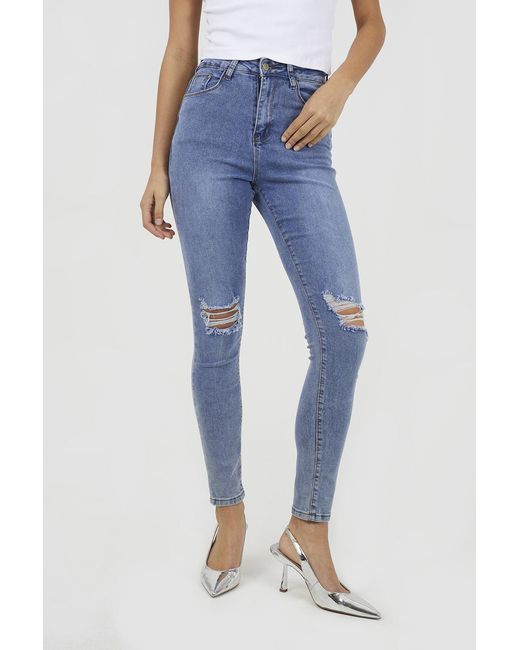 Brave Soul Blue Ripped Skinny Jeans