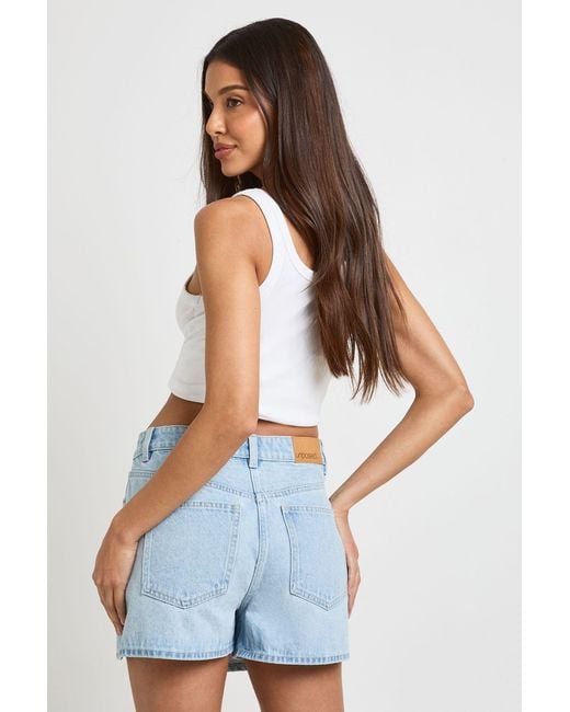 Boohoo Blue Wrap Front Denim Skort