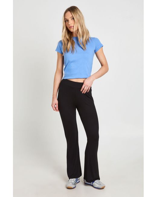 Boohoo Blue Petite Basic High Waist Fit & Flare Trouser
