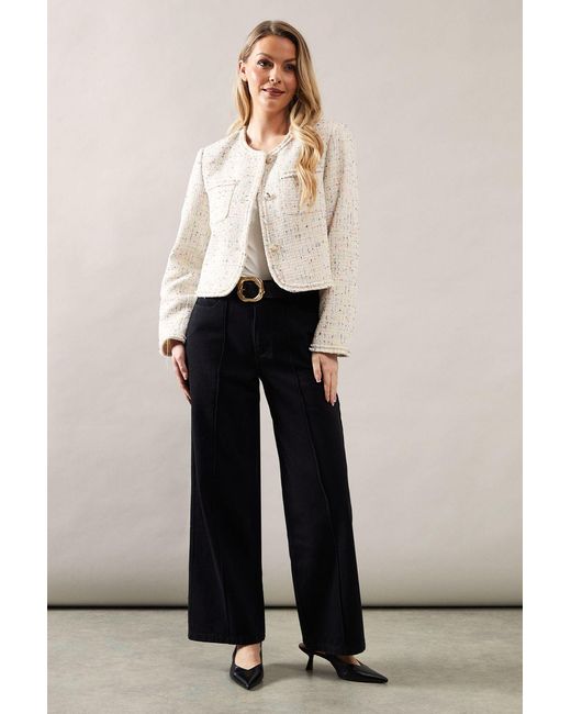 Wallis White Trim Detail Boucle Edge To Jacket