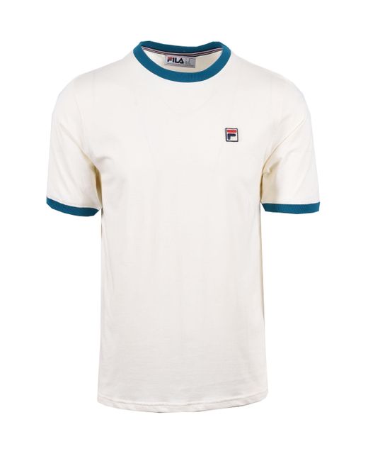 Fila White Marconi Essential Ringer Tee Gardenia/Deep Lagoon for men