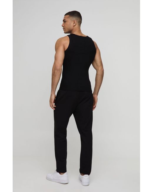 BoohooMAN Black 2 Pack Muscle Fit Basic Undershirts for men