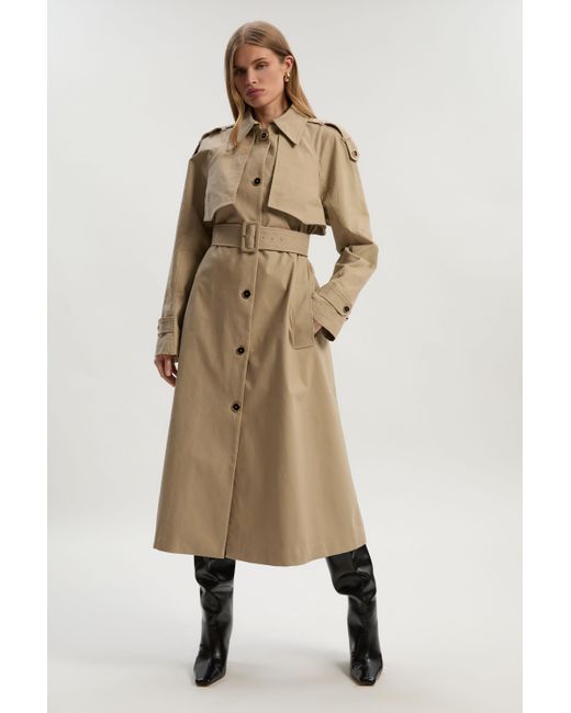 Karen Millen Natural Petite Pleated Trench Coat