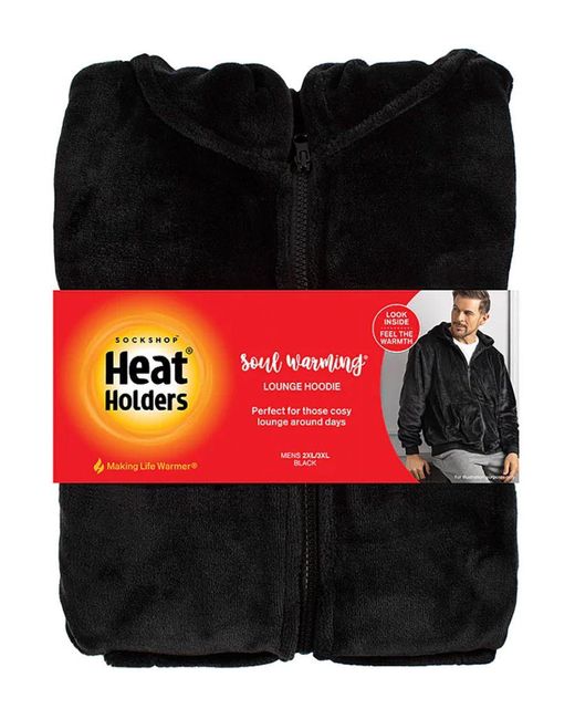 Heat Holders Black Soul Warming Soft Fleece Lounge Hoodie for men