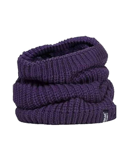 Heat Holders Blue Ladies Thick Winter Warm Fleece Lined Chunky Knit Thermal Neck Warmer