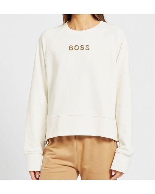 Boss 's Elia Crew Neck Sweatshirt In White