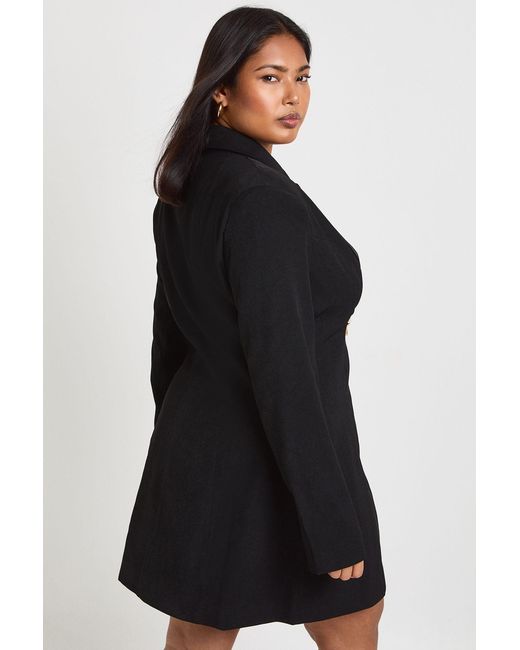 Boohoo Black Plus Trim Detail Blazer Dress
