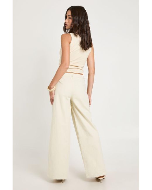 Boohoo Natural Twill Barrell Leg Trousers