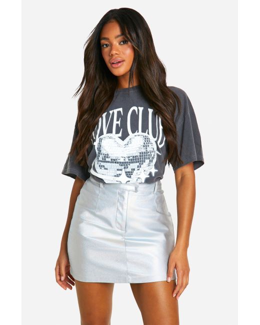 Boohoo White High Waisted Iridescent Mini Skirt