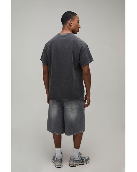 BoohooMAN Gray Oversized Washed Nirvana License Print T-Shirt for men