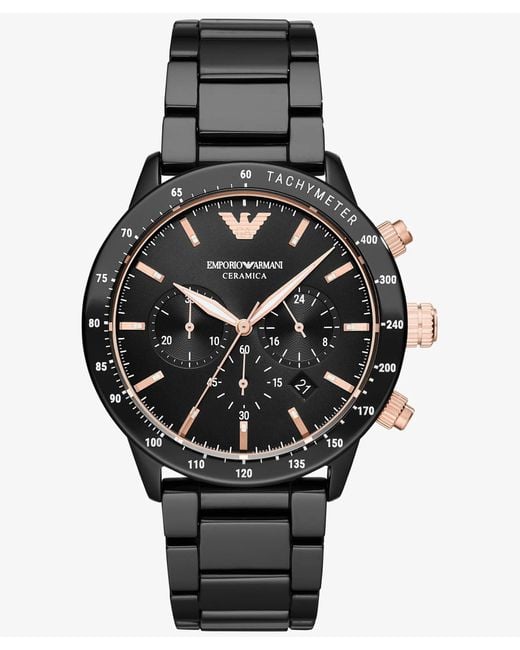 Emporio Armani Black Mario Watch Ar70002 Stainless Steel for men