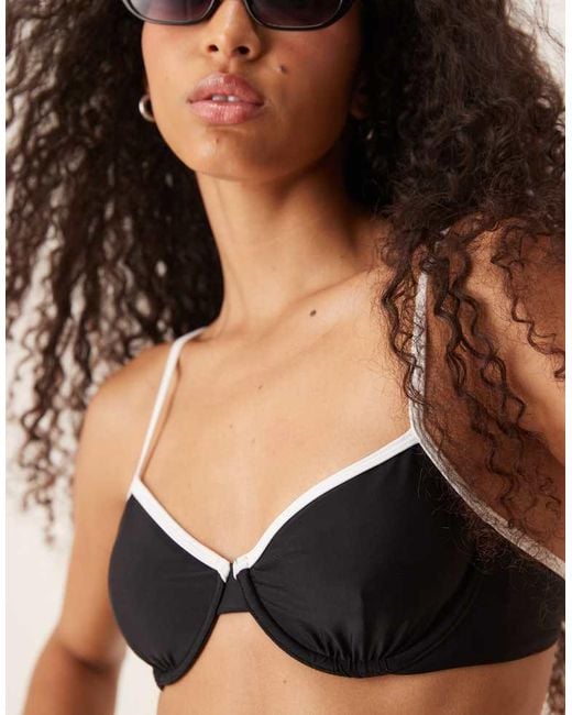 Abercrombie & Fitch Brown Contrast Trim Underwire Bikini Top Co-Ord