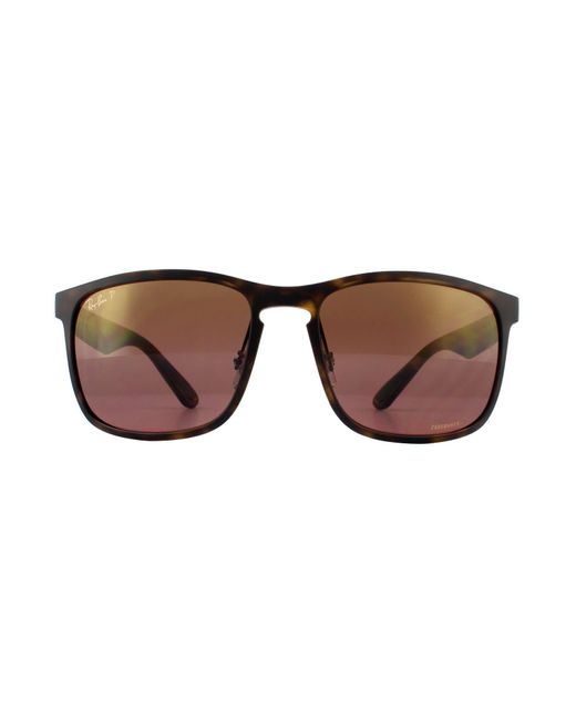 Ray-Ban Zonnebril Rb4264 894/6b Mat Havana Bruin Polarized Mirror Chromance in het Brown voor heren