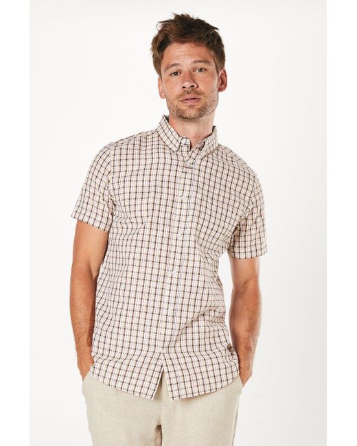 MAINE White Sail Check Short Sleeve Shirt for men