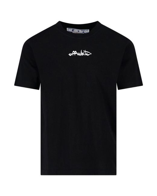 Off-White c/o Virgil Abloh Black Off- Script Logo Slim Fit T-Shirt for men