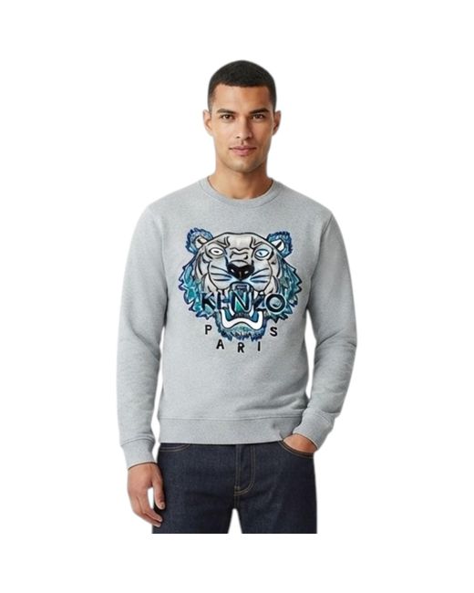 KENZO Blue Sweat Sweatshirts Crew Neck Long Sleeve Pullover Winter Jumper Cotton for men