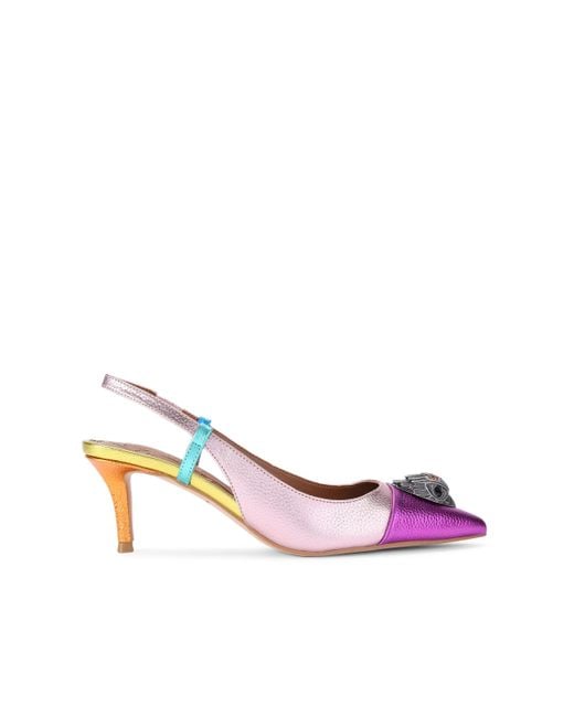 Kurt Geiger Pink Belgravia Eagle Sling Back Heel - Leather Slingback Heels