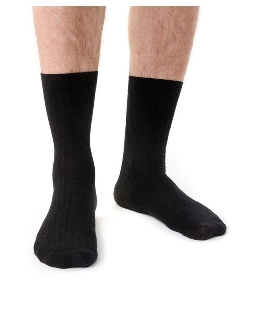 Steve Madden Black Merino Wool Socks With Loose Soft Top For Swollen Feet for men