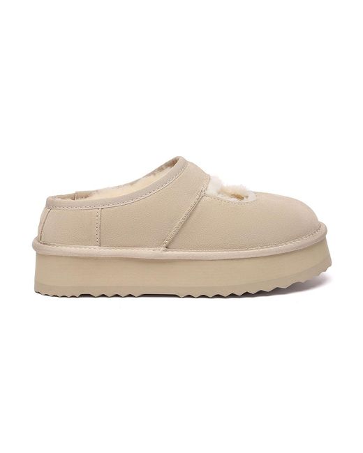 EverAu Australia Natural Ever Au Plumed Ankle Platform Slippers