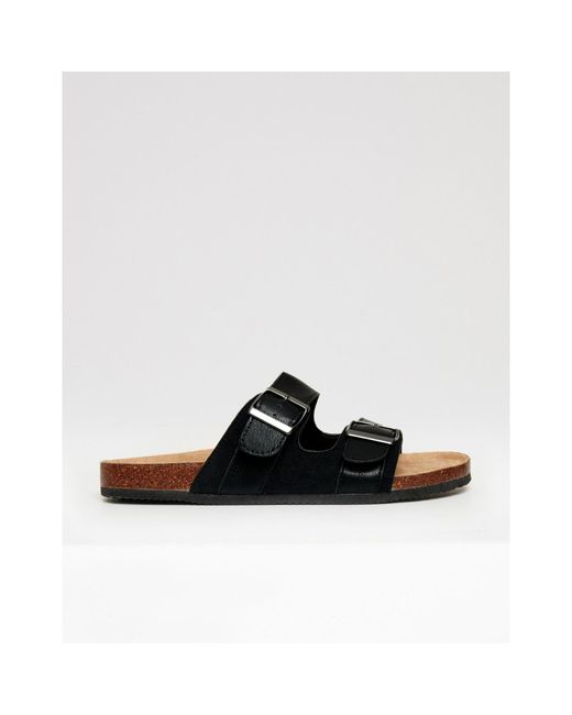 Threadbare Black Atticus Open Toe Slide Sandals for men
