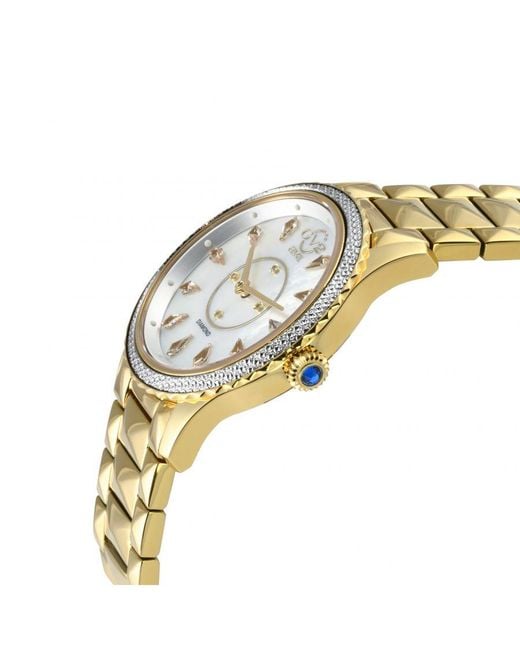 Gv2 Metallic Siena Swiss Quartz Mop Dial 316L Stainless Steel Diamond Watch