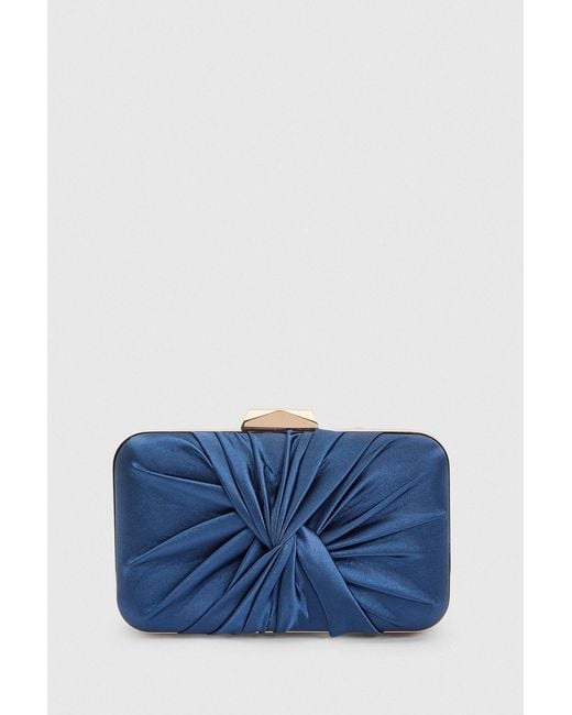 Oasis Blue Beaut Satin Twist Clutch Bag