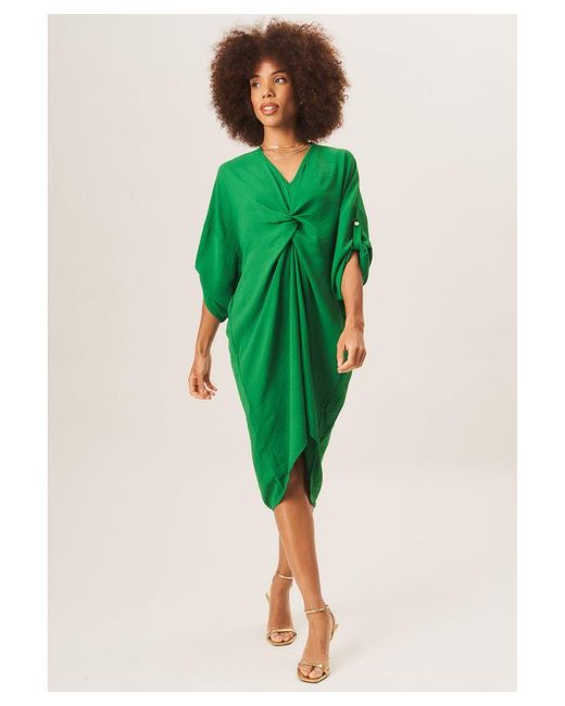 Gini London Gedraaide Mini-jurk Met V-hals Aan De Voorkant in het Green