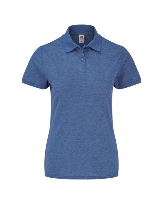 Fruit Of The Loom Blue Lady-Fit 65/35 Short Sleeve Polo Shirt (Heather Royal)