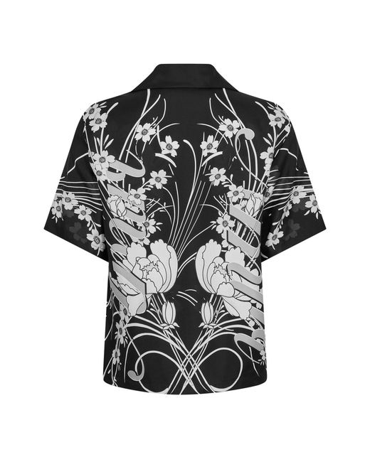 Amiri Black Floral Short Sleeve Relaxed Fit Bowling Shirt for men