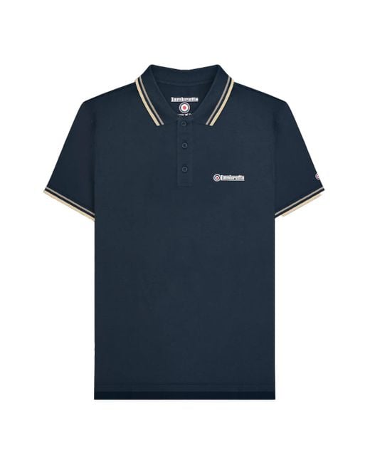Lambretta Blue Twin Tip Big & Tall Polo Shirt /Cinder/Cream) for men