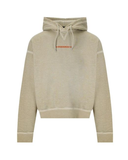 DSquared² Natural Cipro Fit Small Logo Mastic Hoodie Cotton for men