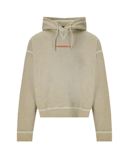 DSquared² Natural Cipro Fit Small Logo Mastic Hoodie Cotton for men