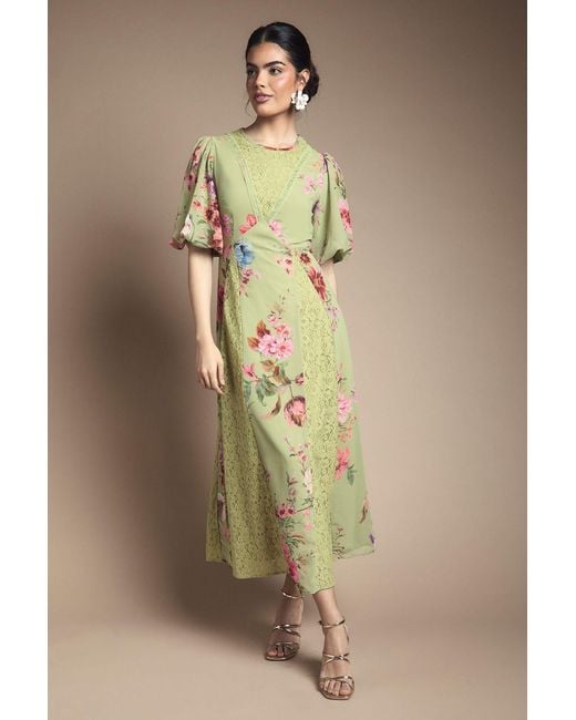 Oasis Natural Lace Fit And Flare Midi Dress