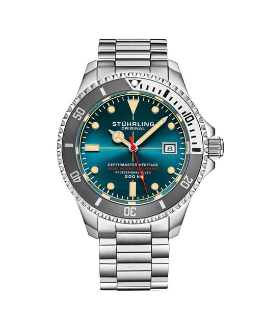 Stuhrling Gray Swiss Automatic Depthmaster Heritage 42Mm Diver for men