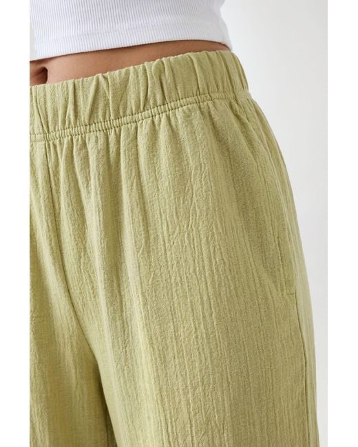 Boohoo Green Basic Rib Wide Leg Trouser
